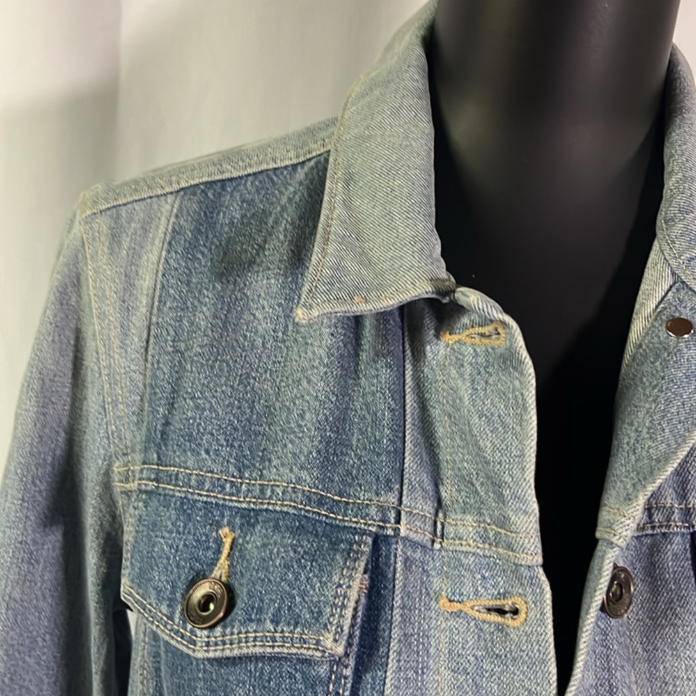 Paige Patchwork Denim Button Front Trucker Jacket - image 5